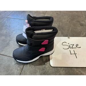 NEW Wonder Nation Black & Pink Snow Boots Big Girl Size 4